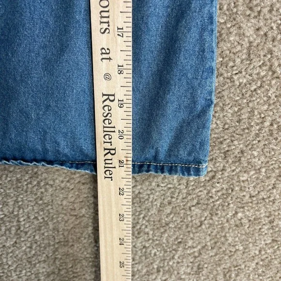 Hanna Andersson Shift Jean Dress Girls Kids Size 110 5 Blue Chambray Ruffle - Picture 4 of 8